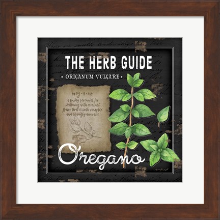 Framed Herb Guide Oregano Print