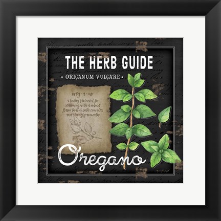 Framed Herb Guide Oregano Print