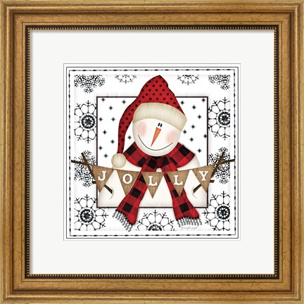 Framed Snowman Snowflake Print