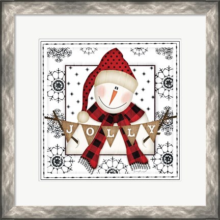 Framed Snowman Snowflake Print
