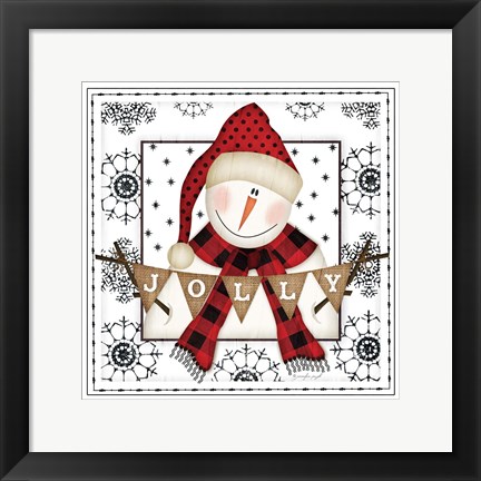 Framed Snowman Snowflake Print