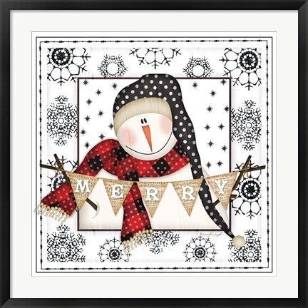 Framed Snowman Snowflake II Print