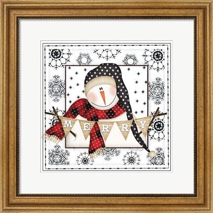 Framed Snowman Snowflake II Print