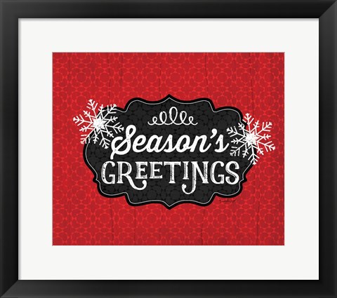 Framed Season&#39;s Greetings (black &amp; red) Print