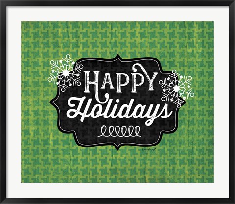 Framed Happy Holidays - Green Print
