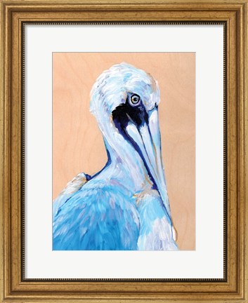 Framed Blue and White Pelican Print