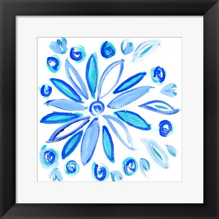 Framed Blue Aqua Painterly Floral II Print