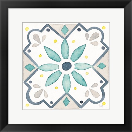 Framed Garden Getaway Tile V White Print