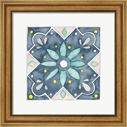 Framed Garden Getaway Tile V Blue Print