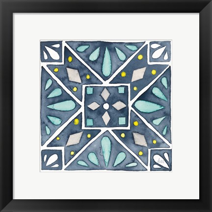 Framed Garden Getaway Tile IX Blue Print