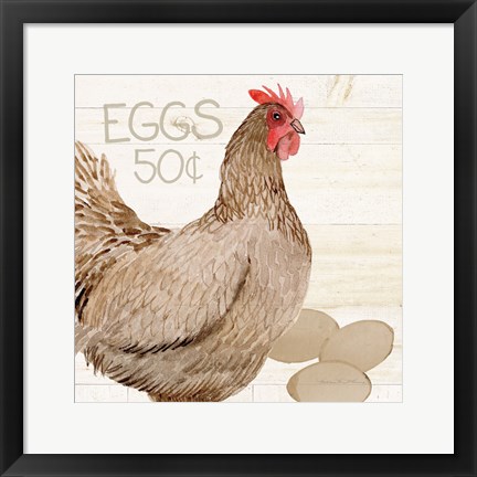 Framed Life on the Farm Chicken III Print