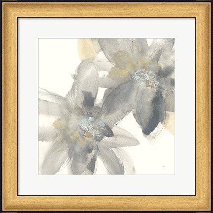 Framed Gray and Silver Flowers II Print