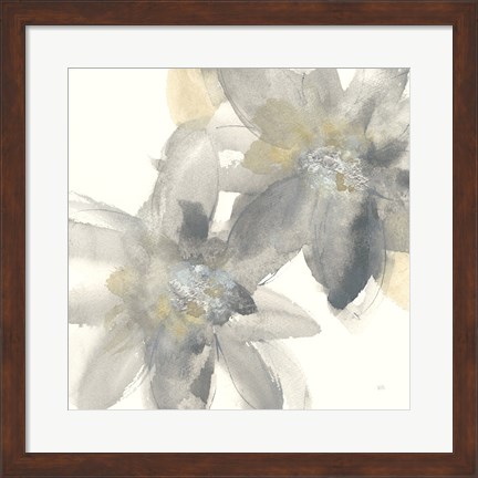 Framed Gray and Silver Flowers II Print