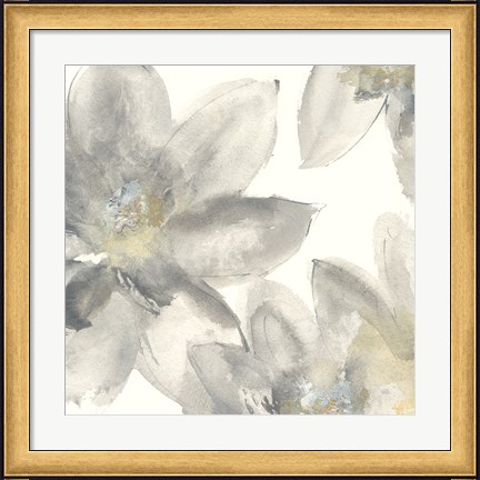 Framed Gray and Silver Flowers I Print