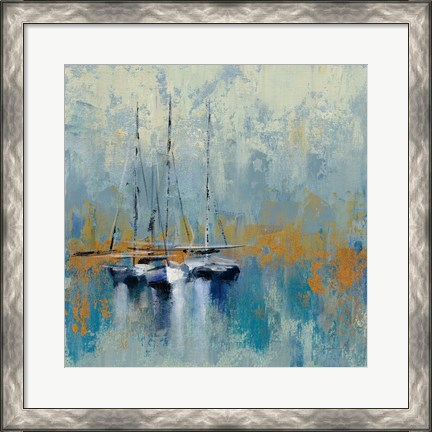 Framed Boats in the Harbor III Print