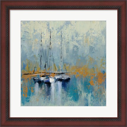 Framed Boats in the Harbor III Print