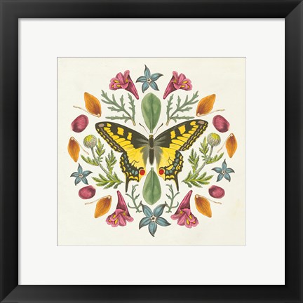 Framed Butterfly Mandala III Print