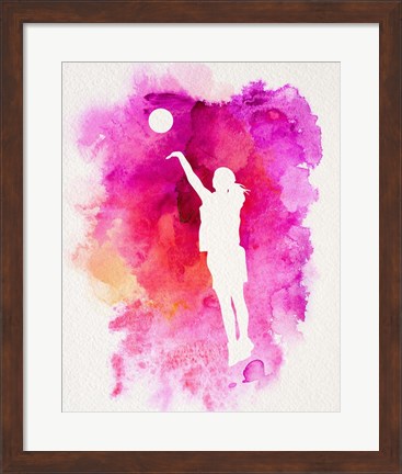 Framed Basketball Girl Watercolor Silhouette Inverted Part IV Print