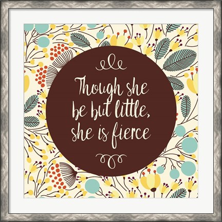 Framed Though She Be But Little - Retro Floral White Print
