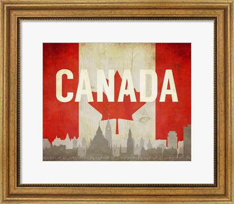 Framed Ottawa, Canada - Flags and Skyline Print