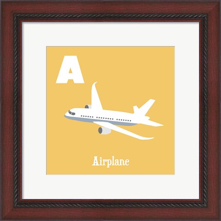 Framed Transportation Alphabet - A is for Airplane Print