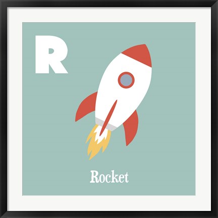 Framed Transportation Alphabet - R is for Rocket Print