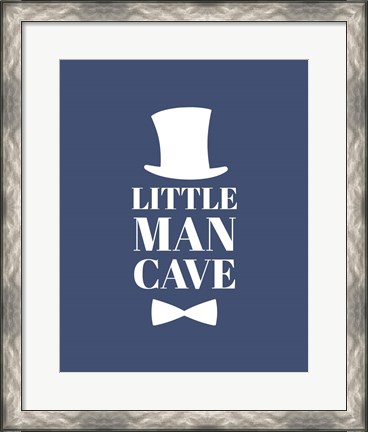 Framed Little Man Cave Top Hat and Bow Tie - Blue Print
