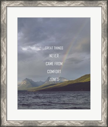 Framed Great Things Never Came From Comfort Zones Strength - Rainbow Print