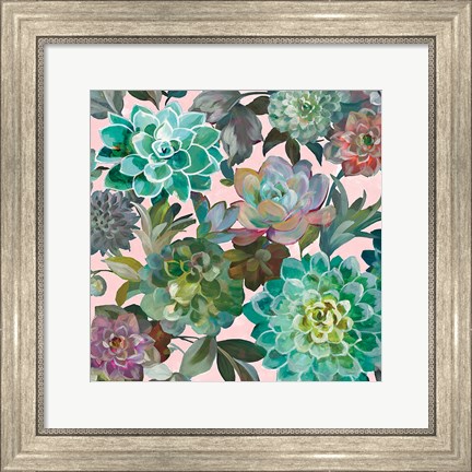 Framed Floral Succulents v2 Crop on Pink Print