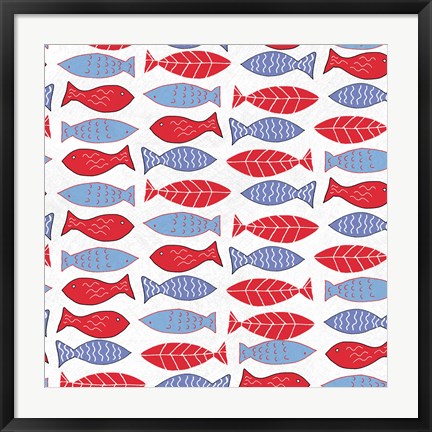 Framed Coastal Birds Pattern I Print