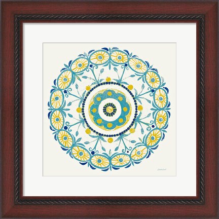 Framed Lakai Circle I Blue and Yellow Print