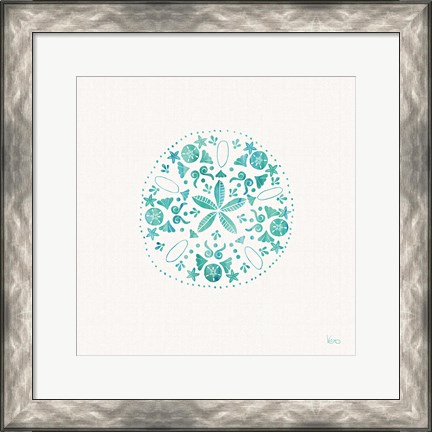 Framed Sea Charms II Teal no Words Print