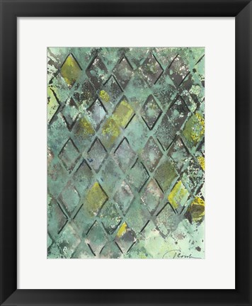 Framed Lattice in Green II Print