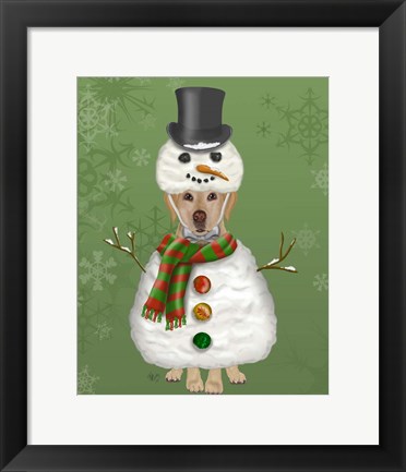 Framed Yellow Labrador, Snowman Costume Print