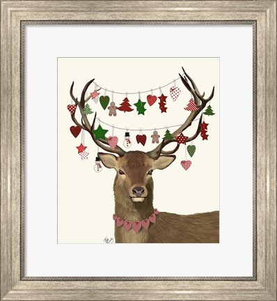 Framed Deer, Homespun Decorations Print