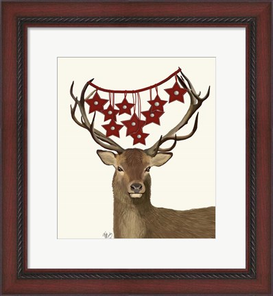 Framed Deer, Star Decorations Print