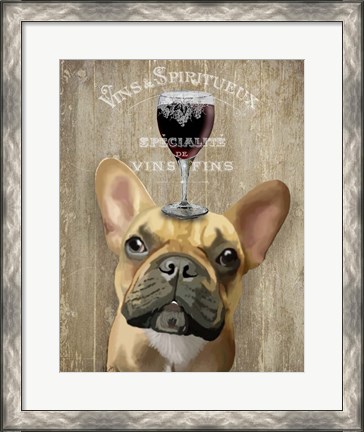 Framed Dog Au Vin, French Bulldog Print