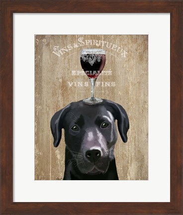 Framed Dog Au Vin, Black Labrador Print