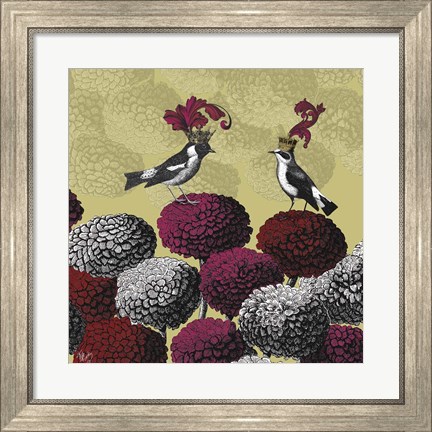 Framed Blooming Birds, Chrysanthemum 2 Print