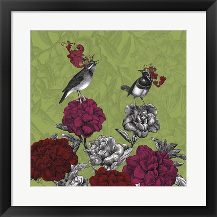 Framed Blooming Birds, Rhododendron Print
