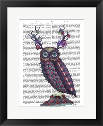 Framed Owl with Psychedelic Antlers Print