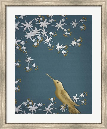Framed Golden Hummingbird 1 Print