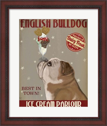 Framed English Bulldog Ice Cream Print