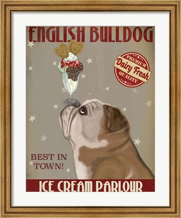Framed English Bulldog Ice Cream Print