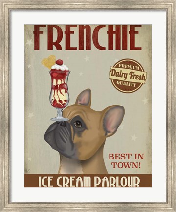 Framed French Bulldog Ice Cream Print