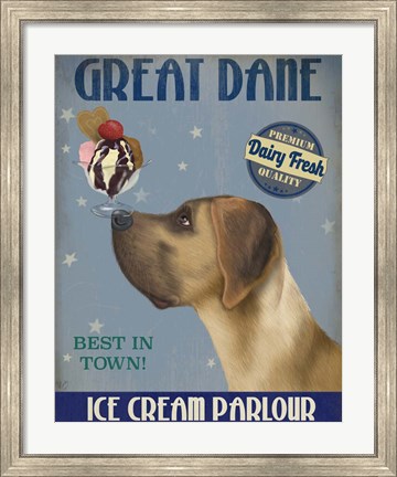 Framed Great Dane, Tan, Ice Cream Print