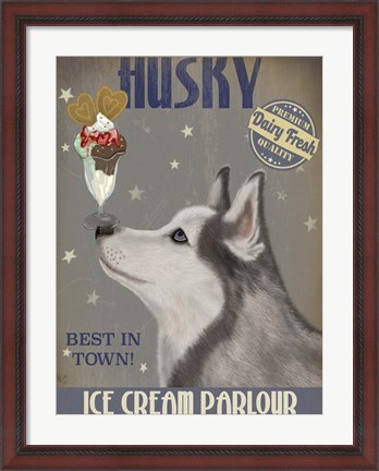 Framed Husky Ice Cream Print