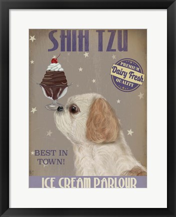 Framed Shih Tzu Ice Cream Print