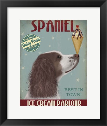 Framed Springer Spaniel, Brown and White, Ice Cream Print