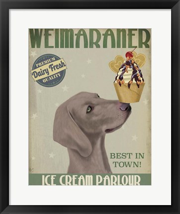 Framed Weimaraner Ice Cream Print